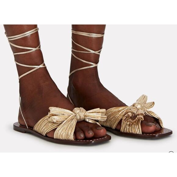 Loeffler Randall Shoes - Loeffler Randall Peony Knotted Metallic Wrap Sandals Sz 6